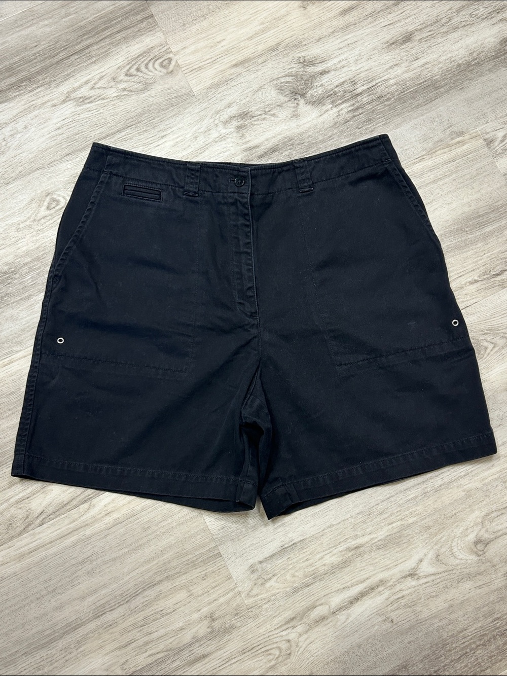 Lauren Ralph Lauren Black Cotton Twill 7.5” Chino Shorts Preppy Classic | Sz 14